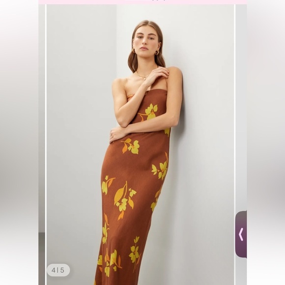 Soleil Soleil Strapless Floral Brown Dress - Picture 5 of 15